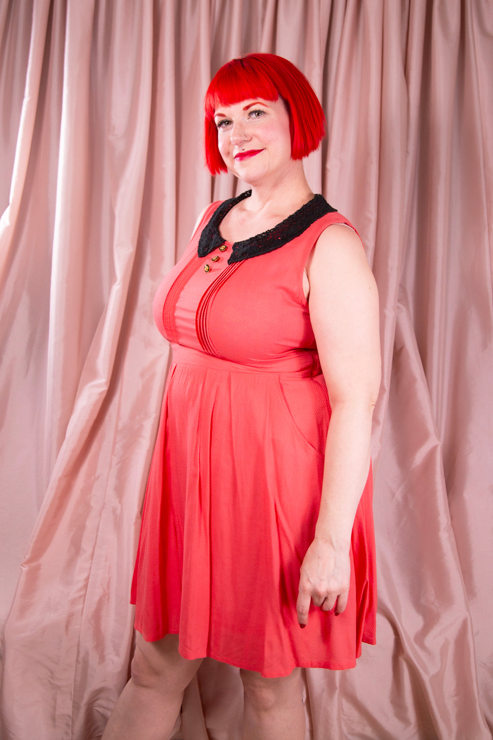 The Clothing Co - Coral Lace Collar Dress