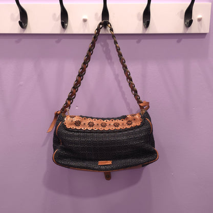 Moschino Cheap & Chic Straw and Leather Shoulder Bag