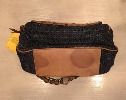 Moschino Cheap & Chic Straw and Leather Shoulder Bag