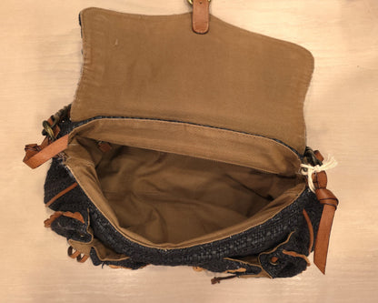 Moschino Cheap & Chic Straw and Leather Shoulder Bag