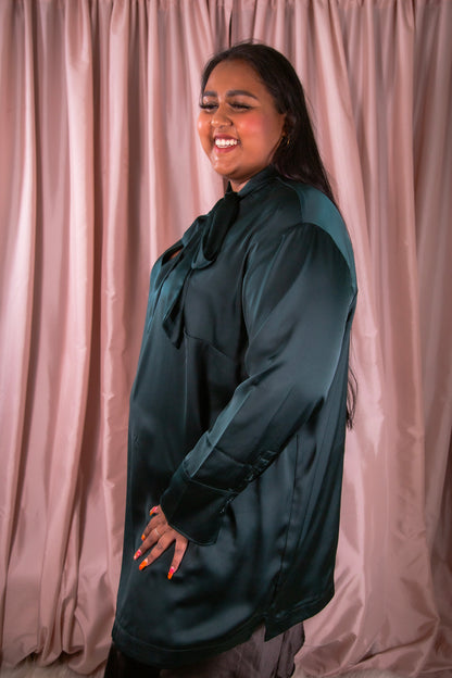 H&M - Green Satin Shirt Dress