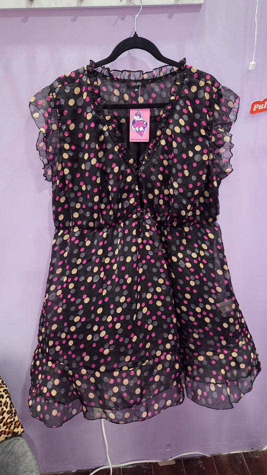 Yours - Polka Dot Chiffon Dress