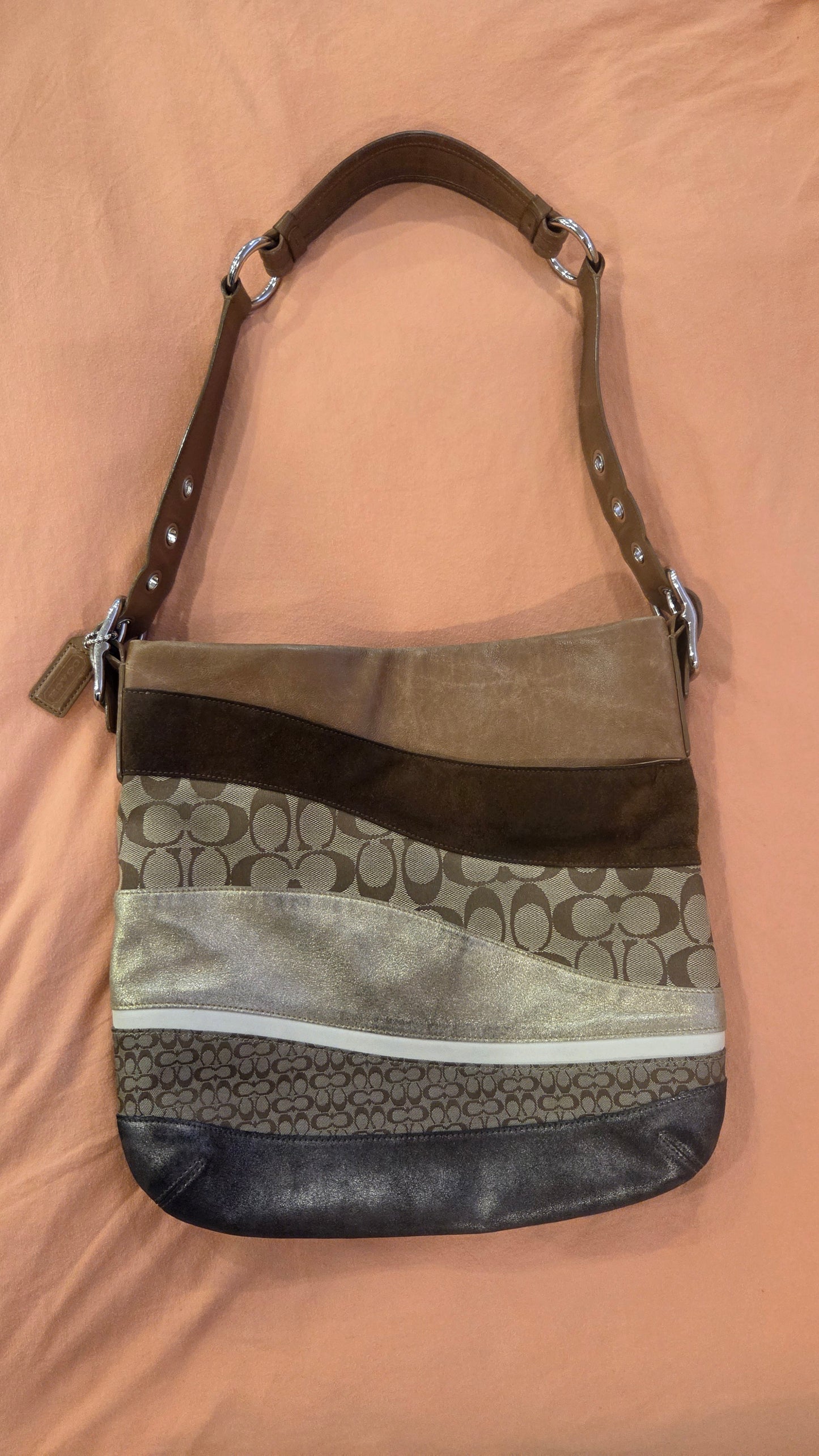 Coach - Wave Patchwork Leather/Suede Shoulder Bag